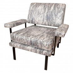 Pair of iron frame club chairs